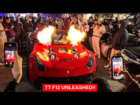 TWIN TURBO FERRARI F12 SHUTS DOWN CAR MEET!  🤯 *1,300 WHP UNLEASHED!*