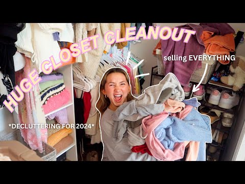 HUGE CLOSET CLEANOUT FOR 2024 | decluttering, organizing, and getting rid of everything!