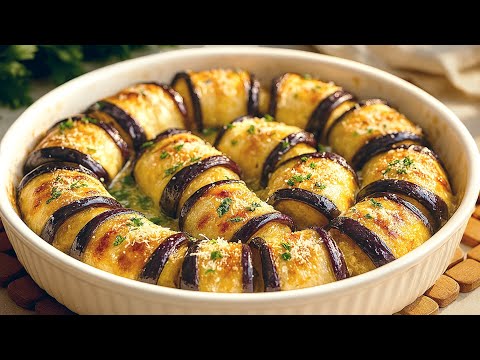 Die Aubergine, die alle verrückt macht! Das beste Auberginenrezept! Gebackene Auberginenröllchen