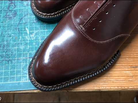 Shoes making with Norwegian construction . Ironing, Shoe insert,Half rubber soles.