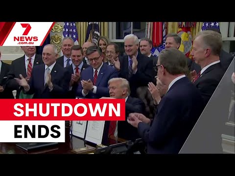 US government shutdown ends amid Epstein pressure | 7NEWS