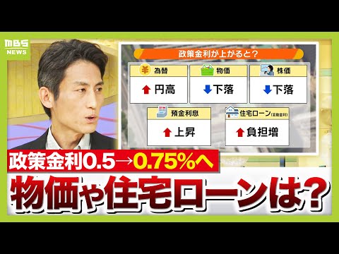 住宅ローン４０００万円で「年５～６万円」負担増？　日銀が政策金利「０．５→０．７５％」に引き上げへ　物価や暮らしへの影響は…【専門家解説】（2025年12月18日）