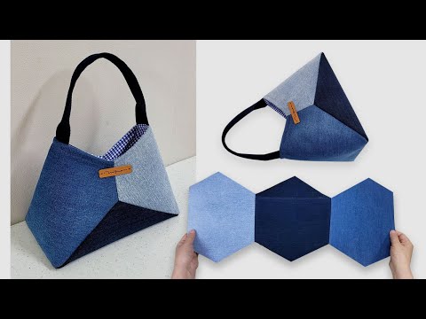 DIY  청바지 조각으로 간단하고 쉽게 퀼트 가방 만들기/How to make a simple and easy blanket bag/청바지 리폼/Upcycling jeans/손가방