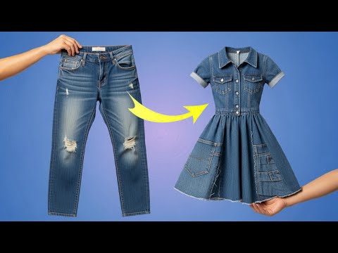 ✅Transform OLD Pants into a Stunning Dress!( EASY Zero-Waste Project) RECYCLE 