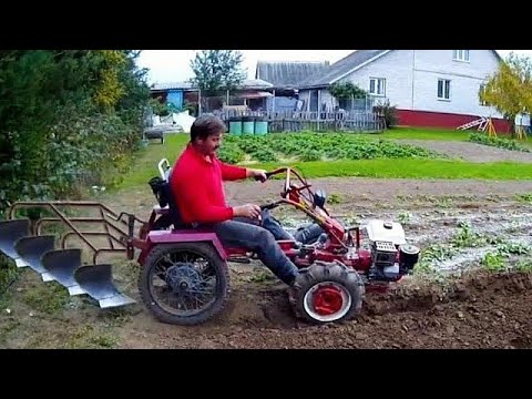 plowing with a walk-behind tractor in different countries of the world, video selection