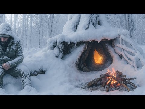 CAMPING IN HEAVY RAIN WITH THE CRAZIEST THUNDER / 4 days struggling to build a shelter in heavy rain