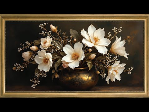 Spring Elegance: White Blooms Floral Art to Brighten Your Frame TV: Spring Vintage Art Frame TV