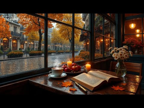 Warm and Comfortable Autumn Coffee Shop Space 🍂 Soothing Jazz Piano Music for Relax & Study #28