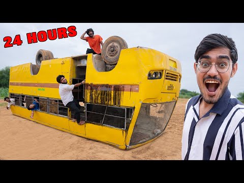 ₹100000 Flipped Bus Challenge - बस पलट गई मरते मरते बचे😭