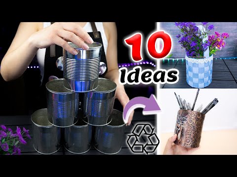 10  MANUALIDADES ♻️Como decorar LATAS de una manera diferente