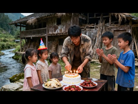 【一家七口隐居深山】小四宝宝迎来生日，爸爸买蛋糕庆祝，孩子们开心极了#农村生活#vlog#山居生活