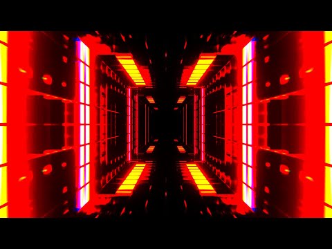 VisionKanal 4K – Futuristic Red and Yellow Neon Corridor | No Audio [2 Hours]