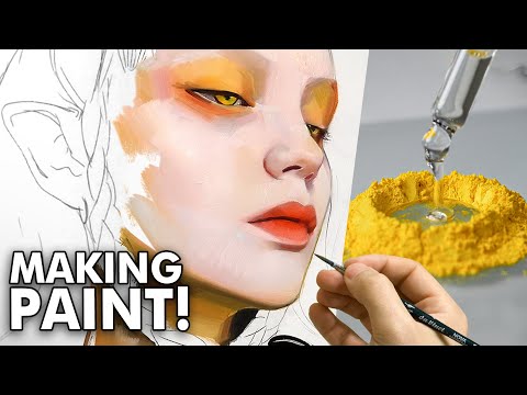 MAKING OIL PAINT from Scratch & Painting with it... SO SATISFYING!