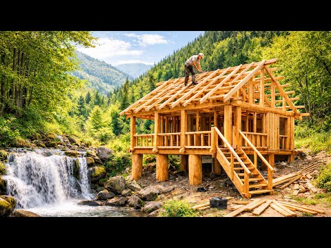 Young Man Turns Wasteland into a Luxurious WOODEN VILLA in the Forest in Just 200 Days