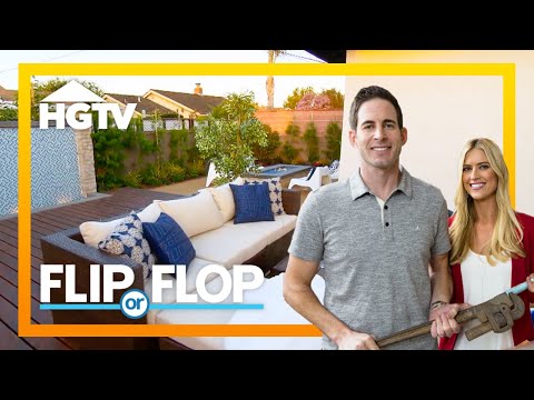 AMAZING Modern Backyard Perfect With Waterfall and Firepit! | Flip or Flop | HGTV