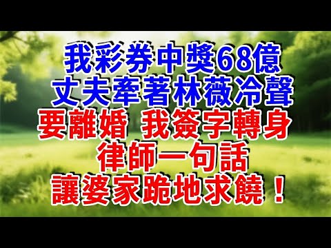 我彩券中獎68億，丈夫牽著林薇冷聲要離婚，我簽字轉身，律師一句話讓婆家跪地求饒！#為人處世 #人生感悟 #故事分享 #故事頻道 #情感故事 #情感 #生活經驗 #知心人生