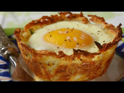 Hash Brown Breakfast Cups Recipe Demonstration - Joyofbaking.com