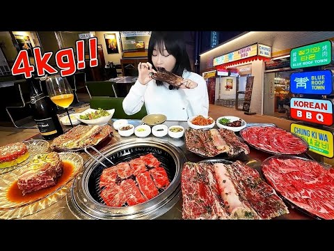 I ate 4kg, and the staff..🤭 🤭 🤭 Galbi eating show in LA Korean Town(?)