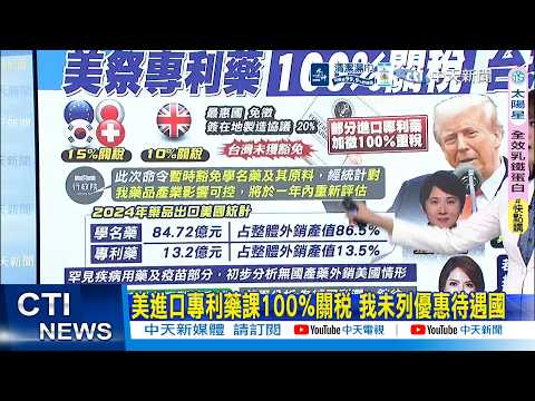 【每日必看】美進口專利藥課100%關稅 我未列優惠待遇國|美課專利藥100%關稅 黃金舜:防半年後爆缺藥潮 20260404