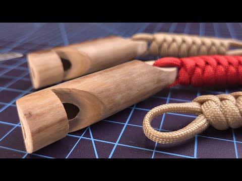 Wooden Whistle with Paracord Snake Knot Lanyard