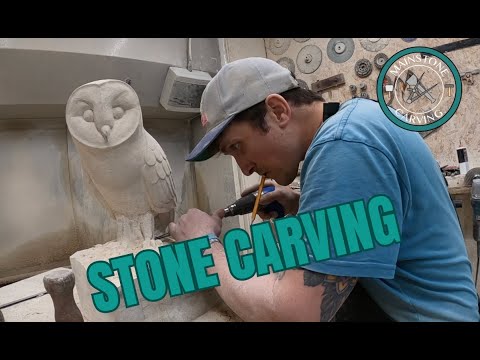 Stone Carving. Freehand carving an OWL from LIMESTONE!!!