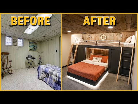 BEDROOM MAKEOVER Start to Finish - DIY Lake House BUNK ROOM