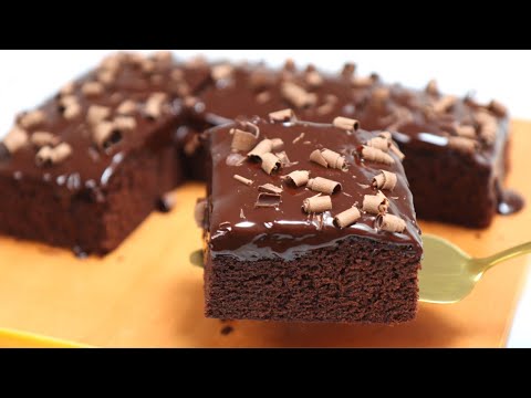 Chocolate brownie cake with cocoa powder and chocolate Ganache