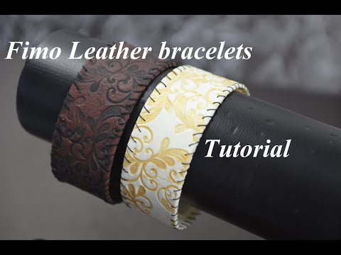 new bracelets: FIMO leather effect polymer clay tutorial браслеты из полимерной глины - эффект кожи