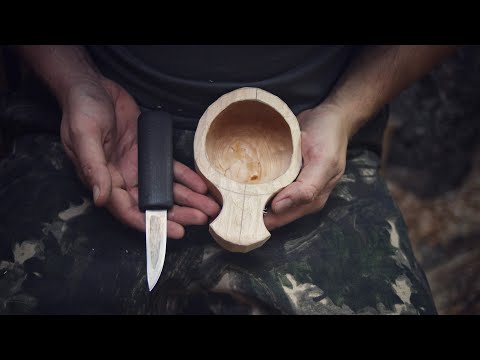 How to cut a mug from a tree. Yakut left-handed knife.
