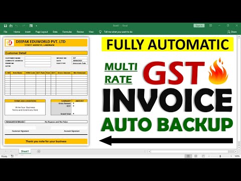 How To Create Fully Automatic Multi Rate GST invoice in excel Hindi || Auto Save Invoice Entries