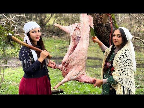 Cooking Bastirma in a Forest Hut: A Taste of Village Life!
