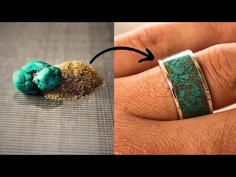 How to make an inlaid ring using silver and turquoise stones