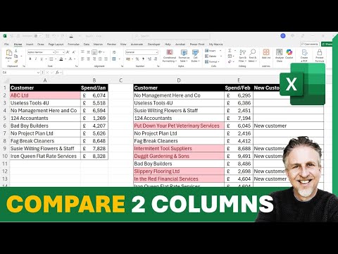 How to Compare Two Columns in Excel | Show Matches & Differences