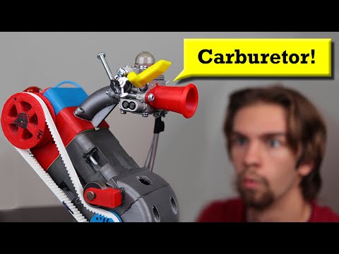Adding a Carburetor to my 3D Printed Gas Engine, and now it RUNS!
