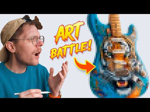 I Challenge 4 Artists to a MUSIC INSTRUMENT Art Battle!