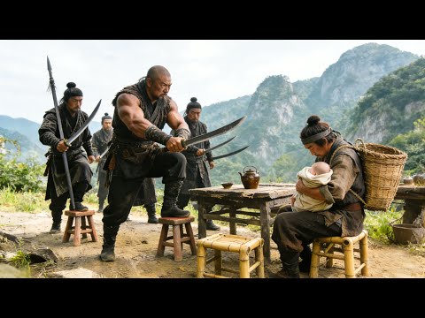 Kung Fu Movie! The farmer with a baby is a martial arts master, kills 100 bullies in an instant!
