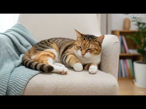 소파에서 자고 있는 귀여운 고양이 Cat sleeping on the sofa by ai