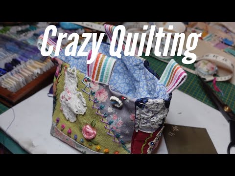 Crazy Quilt Rice Bag. Japanese rice bag stitched crazy quilt style.