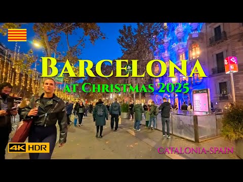 Magical Christmas in Barcelona, Spain 🎄 | Walking Tour | 4K HDR