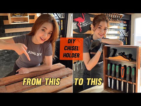 A young girl makes a chisel holder from pallet wood | DIY My Dream Workshop ( Part 7)