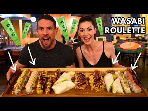 IN LAS VEGAS FOR THE CRAZIEST SUSHI CHALLENGE I'VE EVER DONE!! | WASABI ROULETTE MUKBANG AT JJANGA