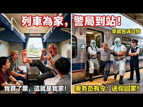 中國大爺在美國長途火車上“強佔”他人臥鋪，並脫鞋摳腳，對華裔乘警咆哮：“我買了票，這就是我的家！” 乘警笑了，直接在下一站，把他“送”進了真正的“家”——警察局！