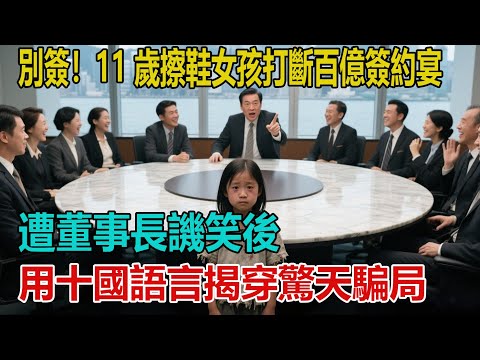 別簽！11 歲擦鞋女孩打斷百億簽約宴，遭董事長譏笑後，用十國語言揭穿驚天騙局