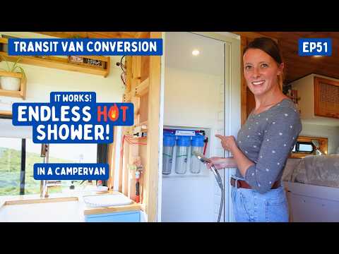 Endless Hot Shower in a Campervan - It Works! (Recirculating Upgrade) | Transit Van Conversion E51