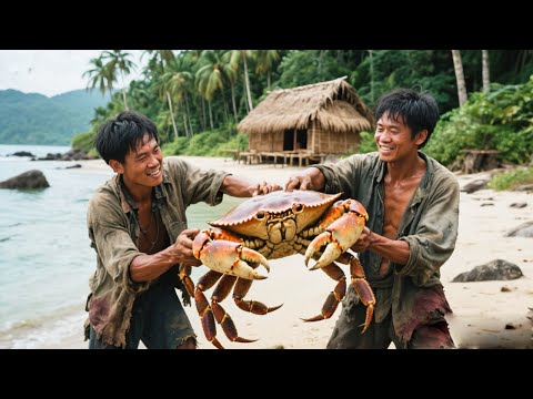 重返巨蟹島生存挑戰！淺灘抓到巨型螃蟹和蜘蛛螺，10公斤重的巨無霸，讓兩人飽餐一頓【探索兄弟】
