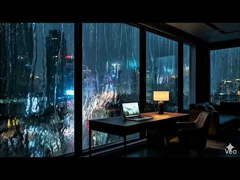 Rainy Night in NYC - Luxury Apartment Ambience for Sleep & Study [4K HDR]