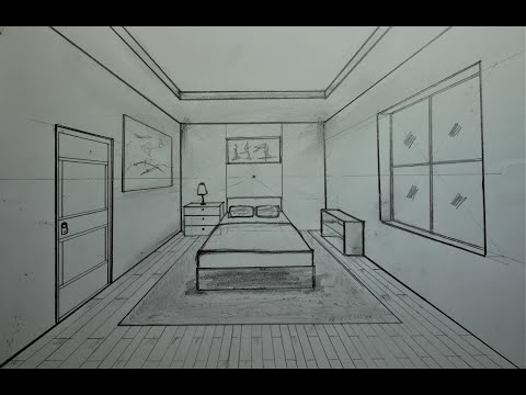 How to Draw a Simple Bedroom in One Point Perspective #5