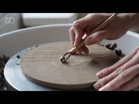 깎아서 만든 나무질감 도자기 접시  : Making a ceramic plate [ONDO STUDIO]