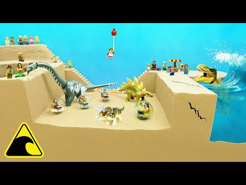 Jurassic Park Flood Survival Experiment - Lego Tsunami Dam Breach