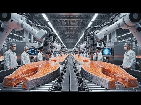 From Ocean to Plant : Giant Salmon Fillet Line (Full Process)